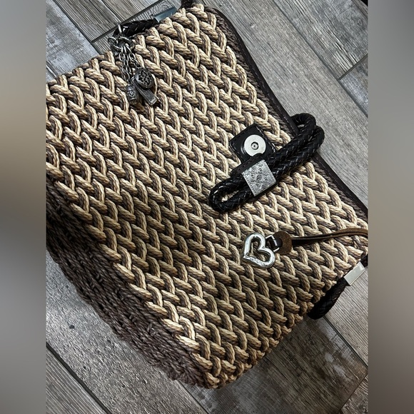 Brighton Vintage Brown Woven straw Braided leather strap Shoulder Bag ♥️ - Picture 8 of 9
